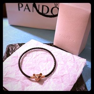 Pandora Nala Lion King Leather Rose Gold Bracelet